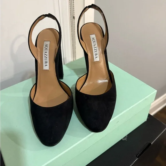 Aquazzura Black Suede Slingback Heels - Picture 3 of 3